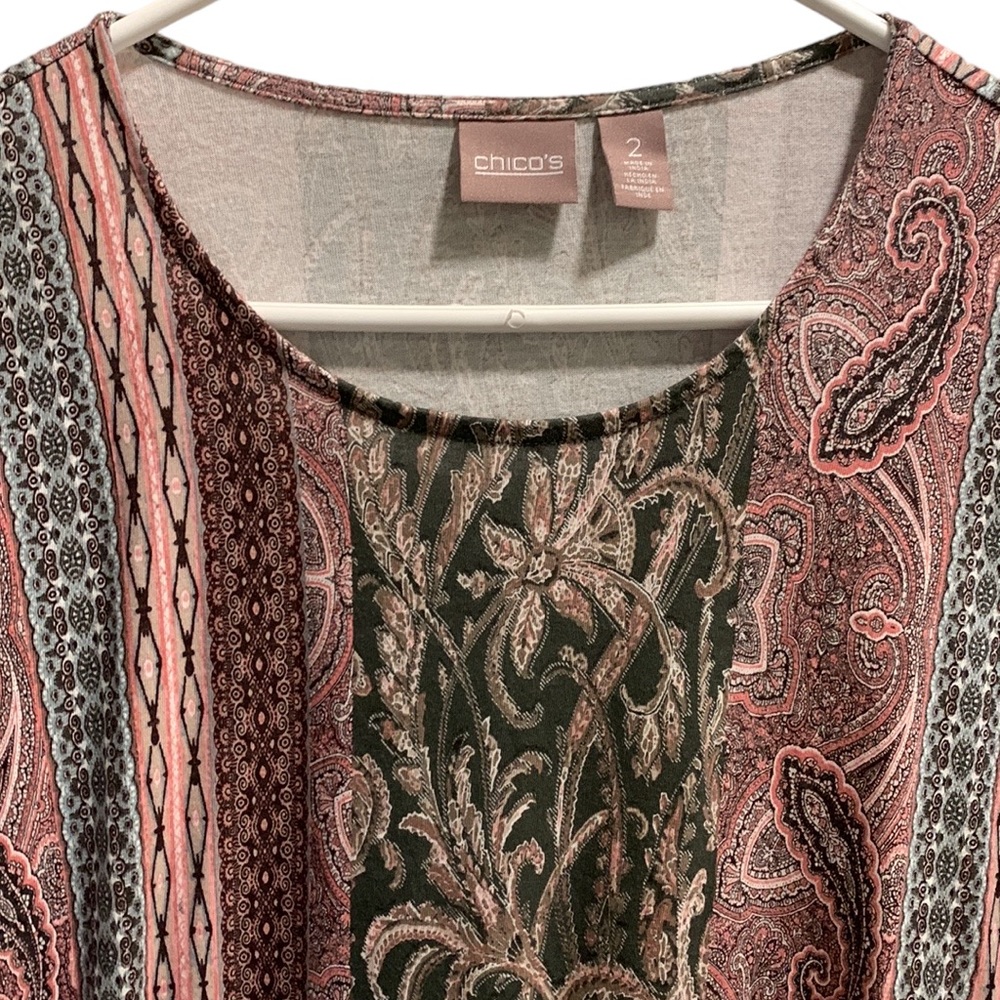 Chico’s 3/4 Sleeve Top with Scoop Neck Size Large - Picture 2 of 14